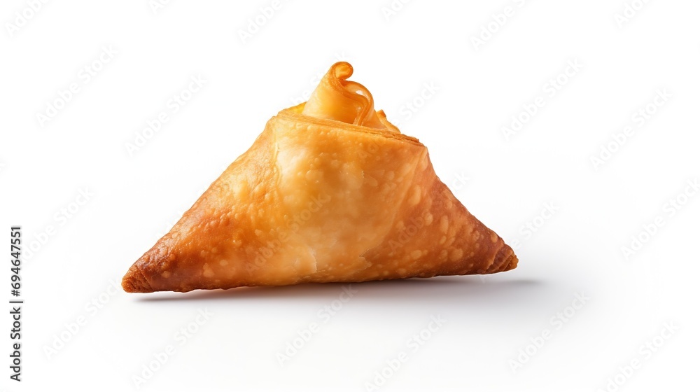 Generative AI : Samosa on isolated white background