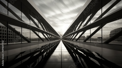 Architectural details presented in black and white, Emphasizing the lines. Generative AI.