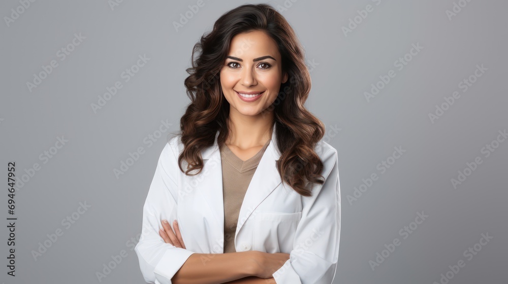 A Portrait of a beautiful happy young doctor on a white isolated transparent background. A Portrait of a beautiful happy young doctor on a white isolated transparent background.