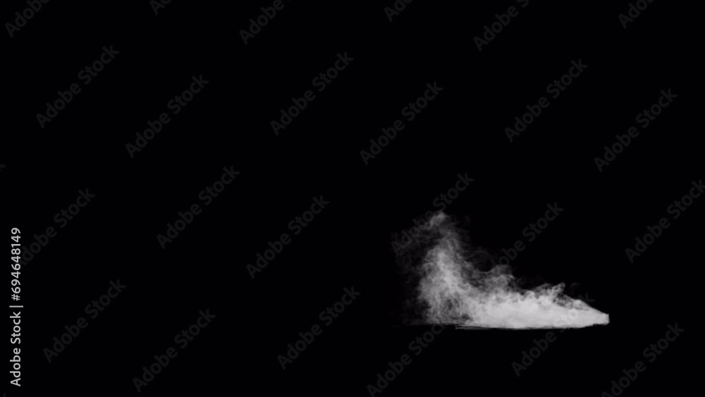 Steam, fog, mist, blowing through the frame, across the ground, 4k 24p with alpha channel for transparent background Steam, fog, mist, blowing through the frame, across the ground, 4k 24p with alpha channel for transparent background