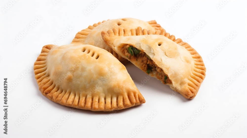 Generative AI : Empanada on isolated white background