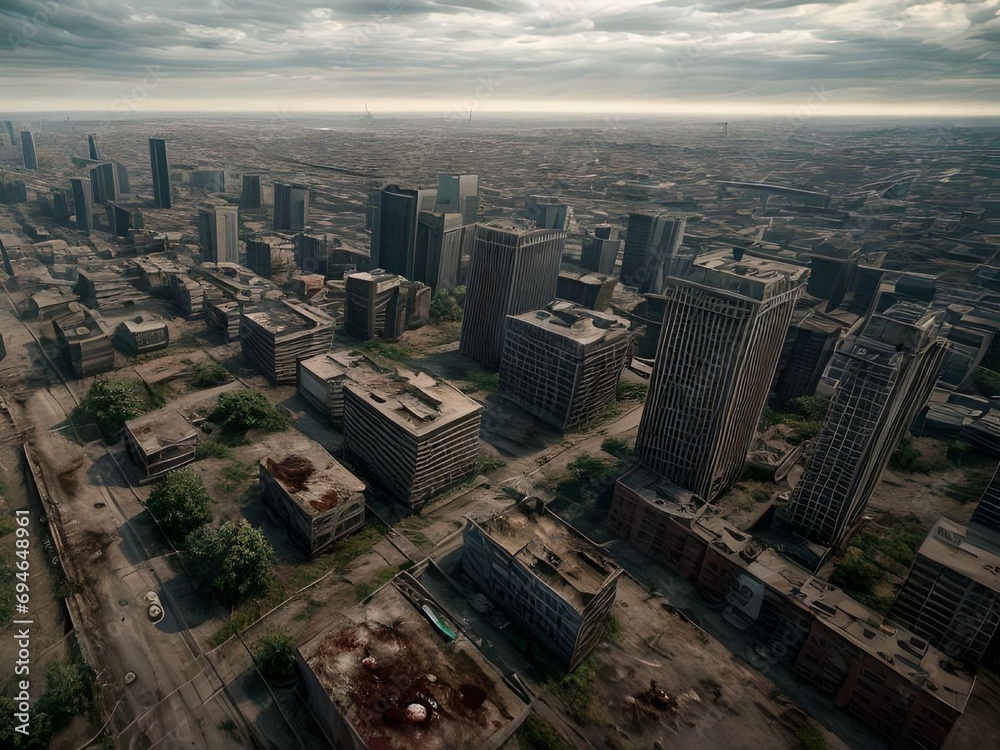 Scary Abandoned City Buildings in Zombie Apocalypse Setting