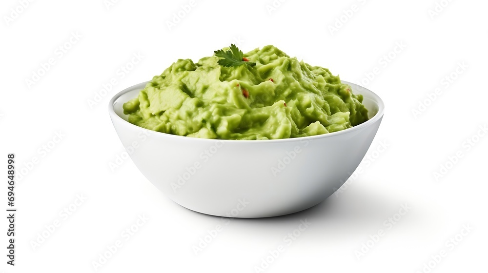 Generative AI : Guacamole on isolated white background Generative AI : Guacamole on isolated white background