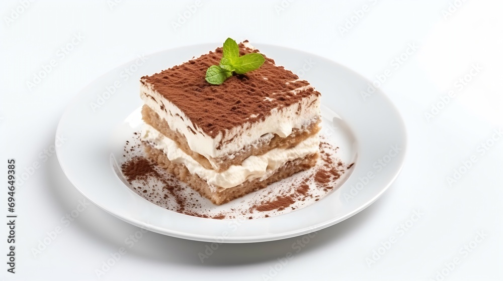 Generative AI : Tiramisu on isolated white background Generative AI : Tiramisu on isolated white background