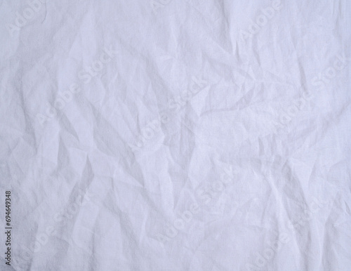 Linen, crumpled fabric, white background,