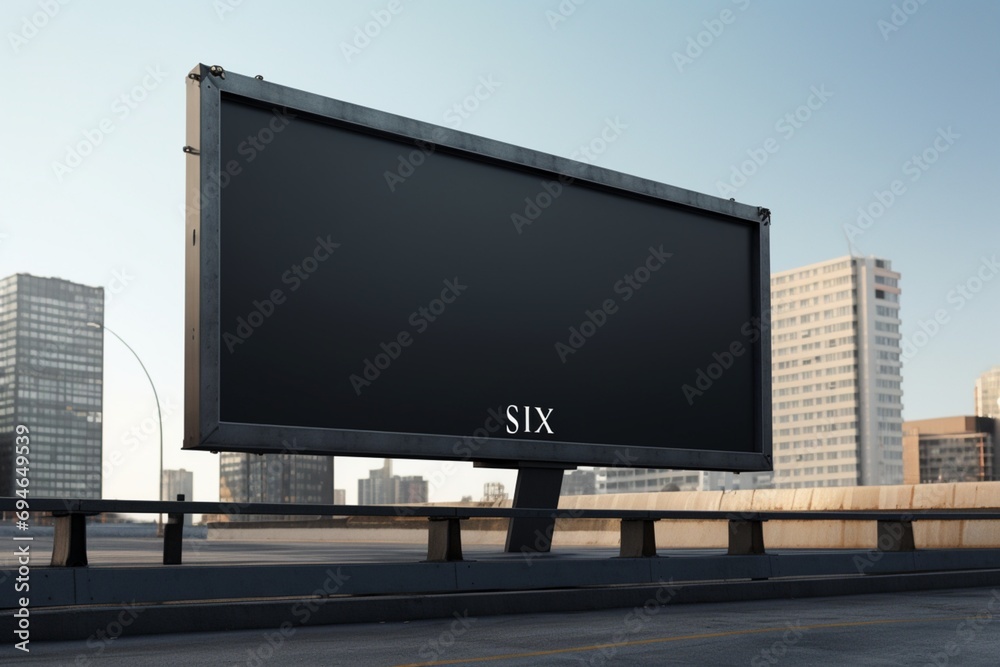 A sleek onyx black billboard on a cool steel gray canvas, offering a modern space for personalized content.