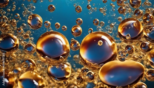 close up of oil drops on water surface.