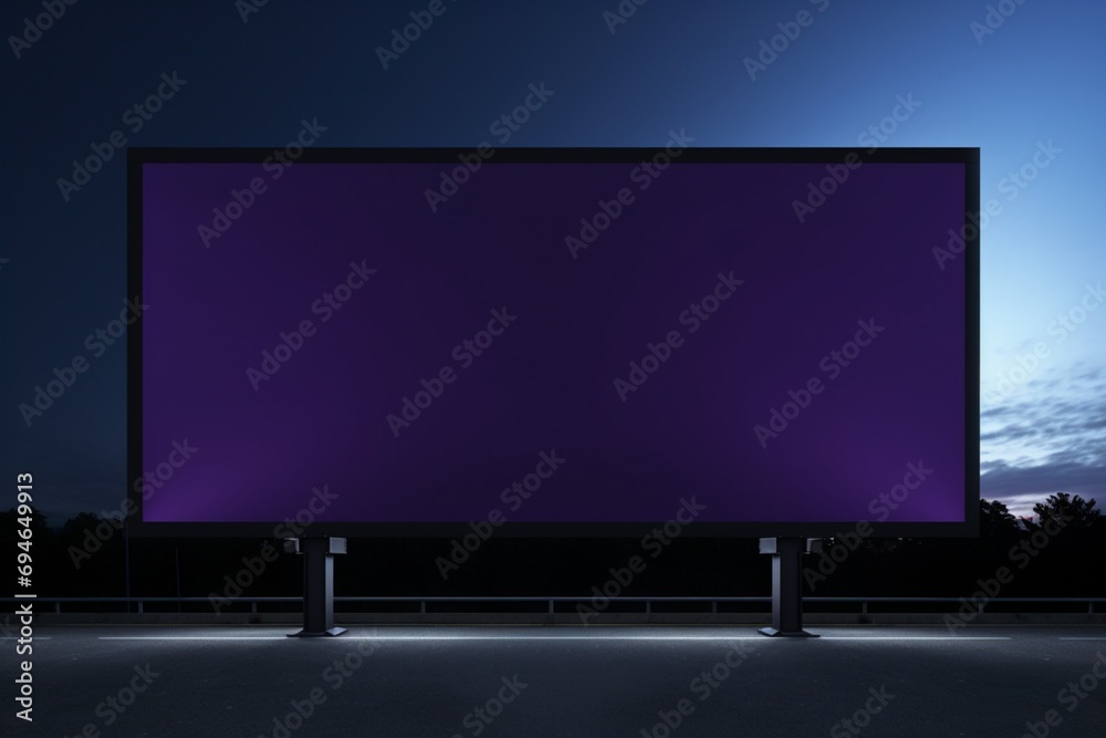 A sophisticated black billboard against a deep purple background, perfect for unique branding.