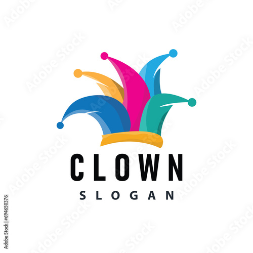 Simple illustration template jester hat logo minimalist joker clown design