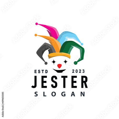 Simple illustration template jester hat logo minimalist joker clown design