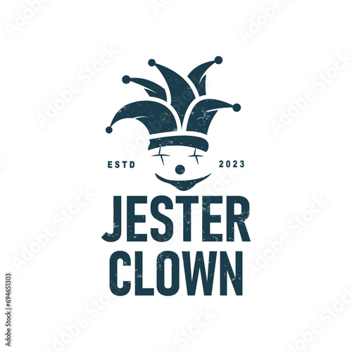 Simple illustration template jester hat logo minimalist joker clown design