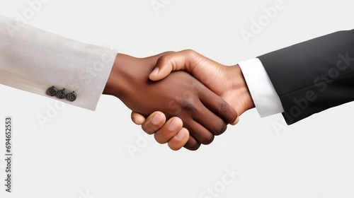 Two successful professionals sealing a deal with a handshake