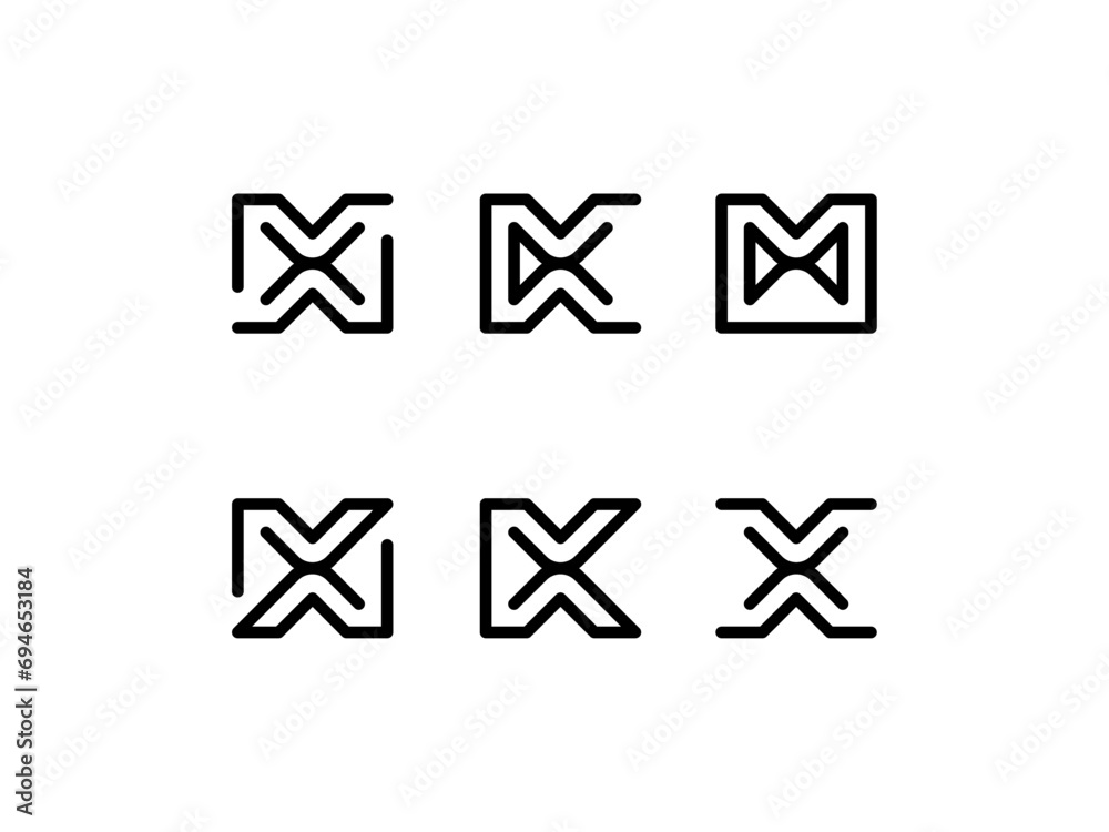 A combination of letter mark are simple and easy to use in various media. initials M,W,K,X in one style A combination of letter mark are simple and easy to use in various media. initials M,W,K,X in one style