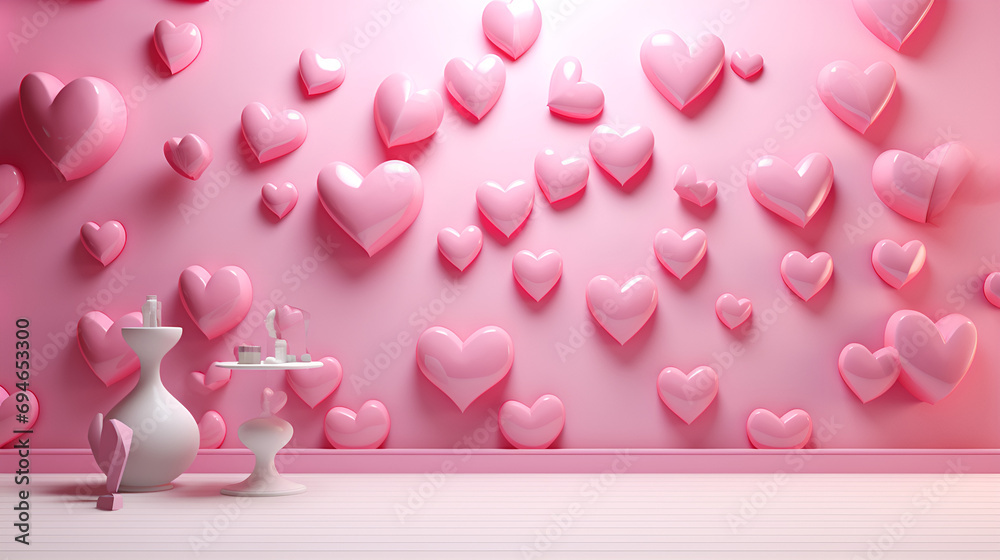 Pink hearts as a background for Valentine's Day Red Valentine's Hearts Standing With Soft Romantic background