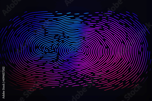Privacy security concept. Color finger print pattern, abstract color line by generative AI.