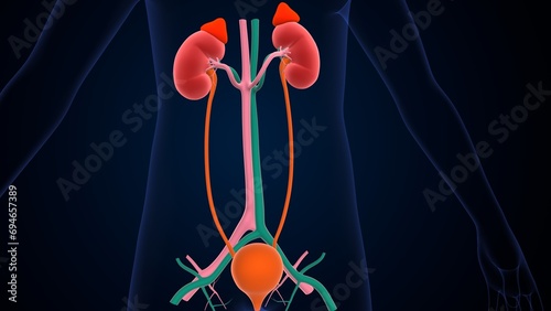 human kidney anatomy. 3d illustration  photo