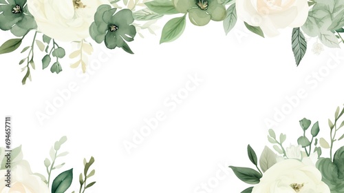 invitation is white and green with flora and flowers
