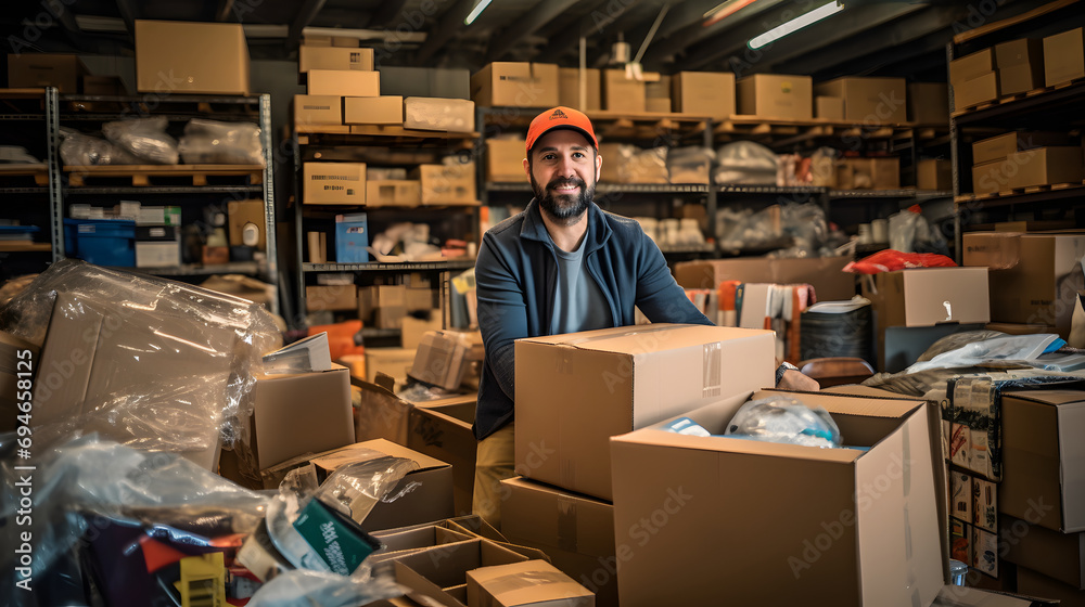 Employees arrange products to make it easy and convenient to carry out activities in the logistics process. Ai generate.