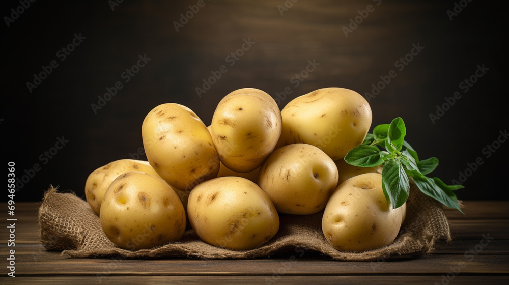 Raw potatoes, on wood hard board, prepare for gnocchi. Generative AI Raw potatoes, on wood hard board, prepare for gnocchi. Generative AI