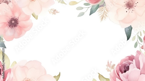 invitation is white and pink with flora and flowers