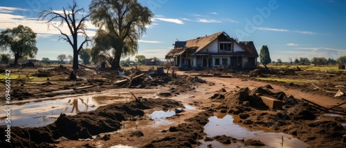 depicts a scene of destruction and devastation