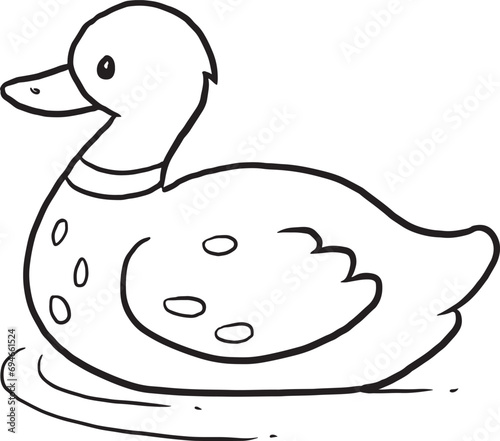 Canvas Print duck cartoon coloring page line drawing illustration