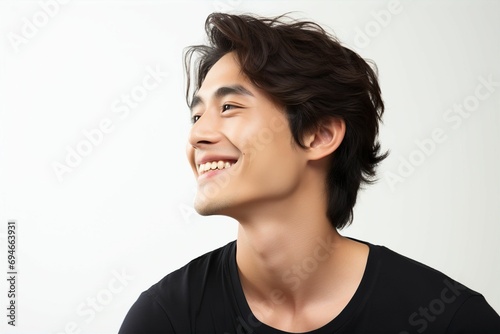 日本人の若い男性の横顔（若者・モデル・アジア人・白背景・背景なし） photo