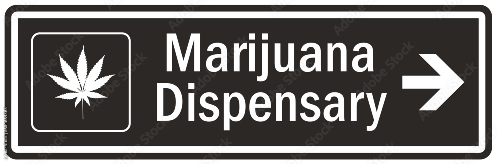 Marijuana dispensary sign and labels