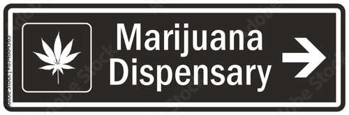 Marijuana dispensary sign and labels photo