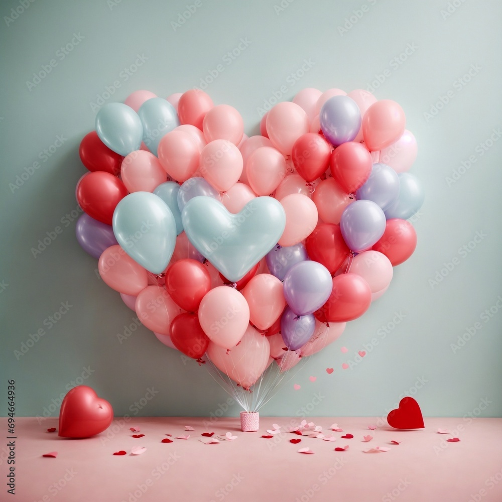 Realistic valentine day heart balloons