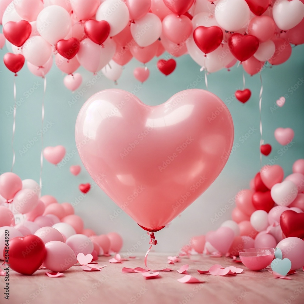 Realistic valentine day heart balloons
