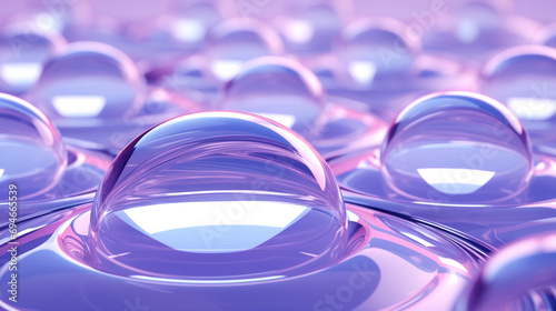 Reflective purple glass spheres on a surface.