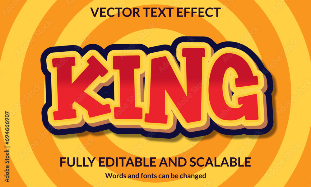 King 3D editable text effect typography vector template