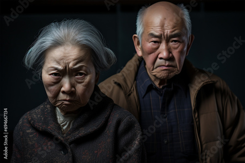 怒っている日本人の老夫婦 © bephoto