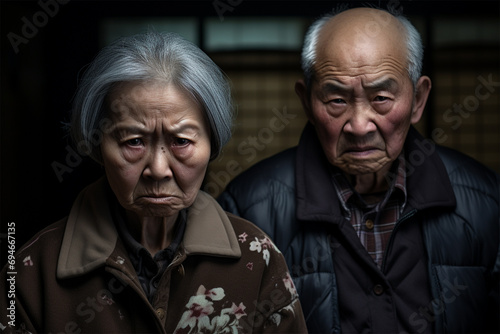 怒っている日本人の老夫婦 © bephoto