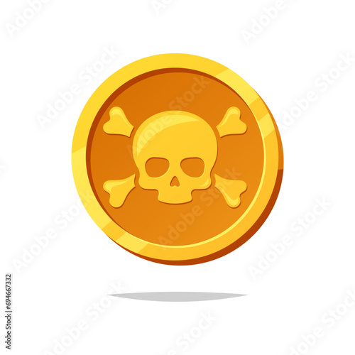 Pirate gold coin vector isolated on white background