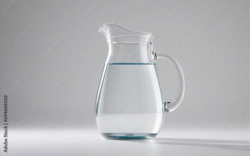 Jarra de cristal con agua sobre fondo blanco Jarra de cristal con agua sobre fondo blanco