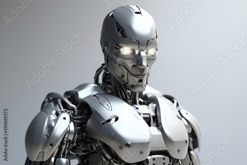 Robot close-up on light background