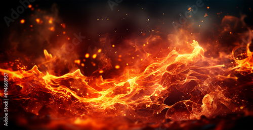Bright fire, panoramic fire background - AI generated image