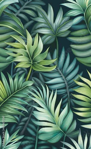 Tropical leaf wallpaper design, watercolor texture, nature background, Generative AI