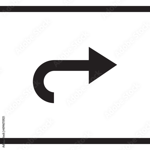 Directional arrow icon vector. Turn icon sign symbol vector. Arrow right vector icon illustration isolated on white background