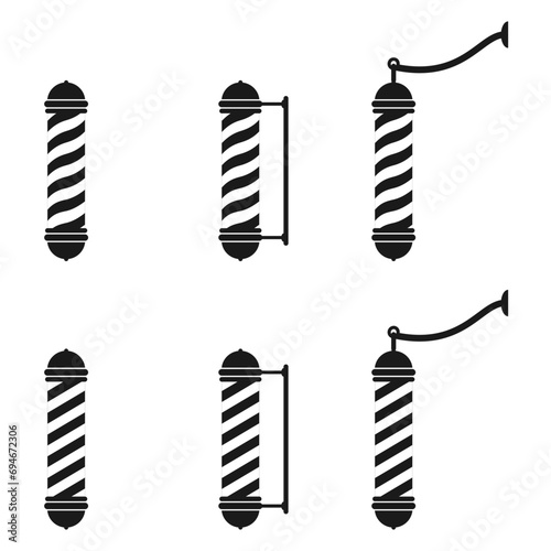 Barbershop poles icons sign symbol with stripes. flat design vector illustration isolated on white background.