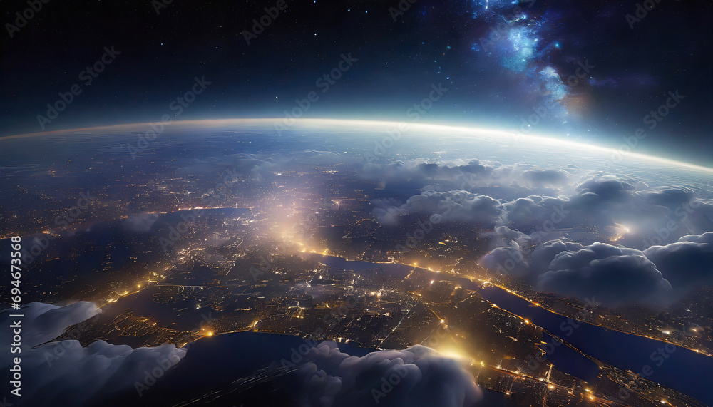 宇宙 地球 Sunrise over earth Generative AI 宇宙 地球 Sunrise over earth Generative AI