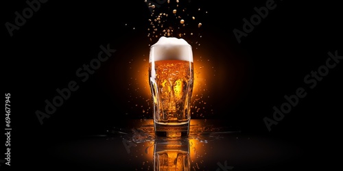 Close-Up Beer Splash in Crystal Clear Waters. Refreshing