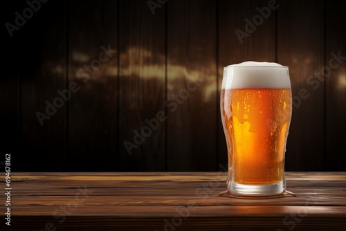 Warm Pub Ambiance. Cold Beer Glass Bokeh