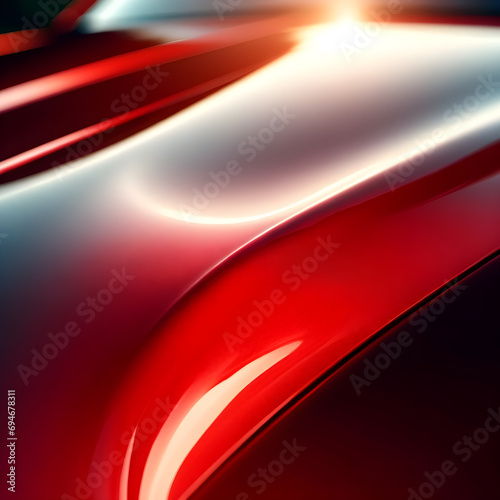 Sleek Red Classic Car Hood Background