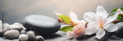 Serene Day Spa Ambiance with Flowers and Stones