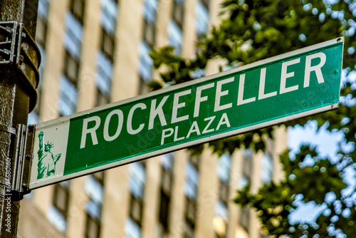 Poster of the famous Rockefeller Center, located in the heart of Manhattan, in the heart of the Big Apple of New York in USA.