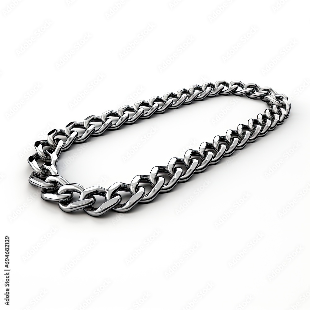 single stand of a metal linked chain - isolated on white background single stand of a metal linked chain - isolated on white background