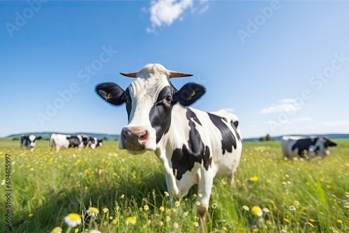 Curious Cow in Sunny Pastoral Field